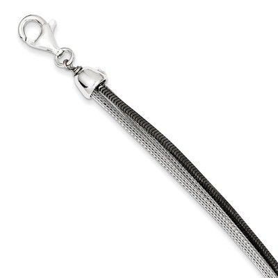 Sterling Silver Black Rhodium 3 Strand Knotted Bracelet QH5065-7.5