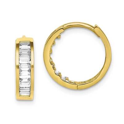 Hinged Hoop Earrings 10k Gold CZ Diamond 10ER331, MPN: 10ER331, 883957831282