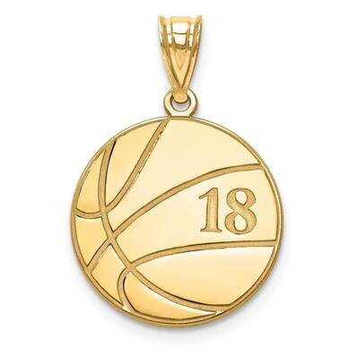 Basketball Number And Name Pendant 14k Gold Laser XNA695Y, MPN: XNA695Y,