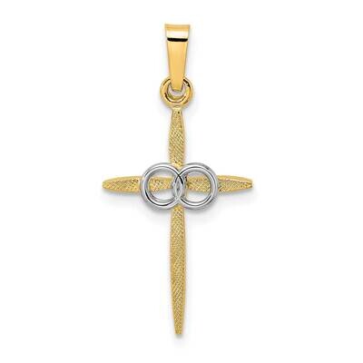 Satin Solid Double Ring Cross Pendant 14k Two-Tone Gold Polished XR2004, MPN: XR2004, 883957437453