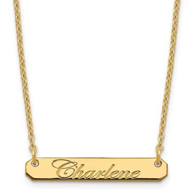 Small Polished Edwardian Script Bar Necklace Gold-plated Sterling Silver XNA1215GP, MPN: XNA1215GP,