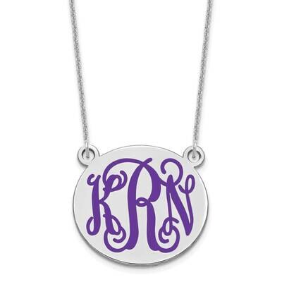 Medium Polished Epoxied Letter Circle Monogram Necklace 14k White Gold XNA584W, MPN: XNA584W,