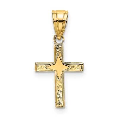 Star Pattern Mini Cross Charm 14k Gold Polished K8433, MPN: K8433, 637218036240