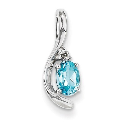 Blue Topaz Diamond Pendant 14k White Gold Genuine XBS403, MPN: XBS403, 883957374437