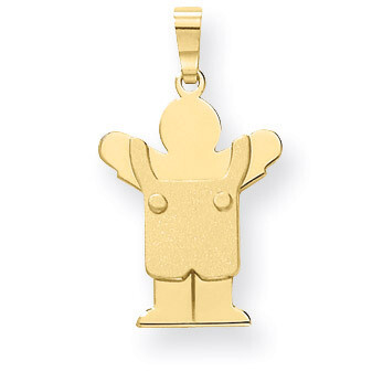 Solid Satin Engravable Boy with Overalls Charm 14k Gold XK350, MPN: XK350, 883957859392