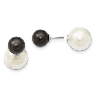 10-11Mm &amp;14-15Mm Shell Pearl White Black Earrings Sterling Silver Majestick QMJD1015WB, MPN: QMJD10…