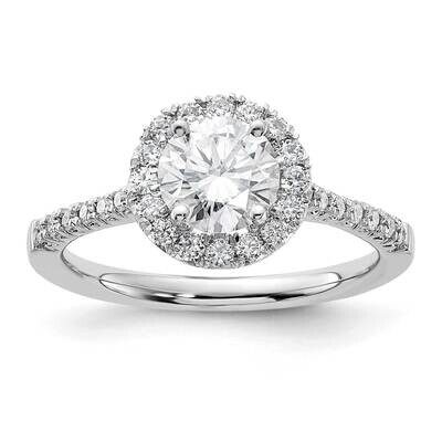1 1/2ct. G H I True Light Round Halo Moissanite Engagement Ring 14k White Gold SM12428EMT, MPN: SM1…