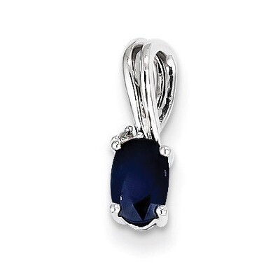 Sapphire Oval Pendant Sterling Silver Rhodium-plated Diamond QP2985S, MPN: QP2985S, 883957481302