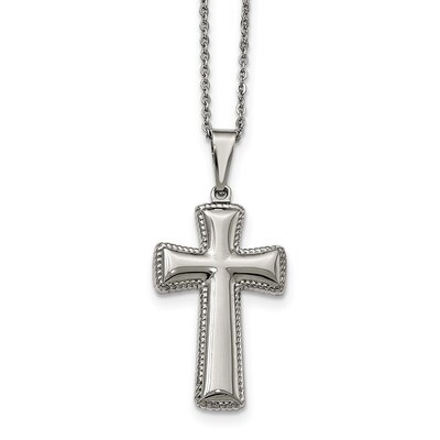 Medium Pillow Cross Necklace Stainless Steel Polished SRN1930-18 by Chisel, MPN: SRN1930-18, 886774…