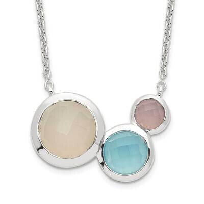 Multi Color Chalcedony Necklace 18 Inch Sterling Silver QG6184-18, MPN: QG6184-18, 196904161630