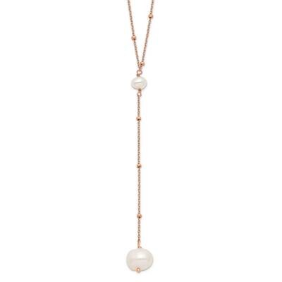 Freshwater Cultured Pearl with 2 Inch Ext. Necklace Sterling Silver Rose-tone QHR5660-16, MPN: QHR5…