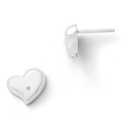 Heart Earrings Sterling Silver Diamond QW305, MPN: QW305, 886774234137