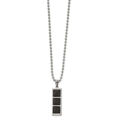 Polished Solid Black Carbon Fiber 22 Inch Necklace Stainless Steel Brushed SRN2620-22 by Chisel, MP…