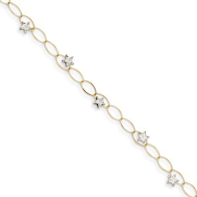 Puff Stars Bracelet 7.25 Inch 14k Two-Tone Gold FB1322-7.25, MPN: FB1322-7.25, 883957487748