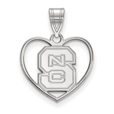 North Carolina State University Pendant in Heart Sterling Silver SS017NCS, MPN: SS017NCS, 886774691…