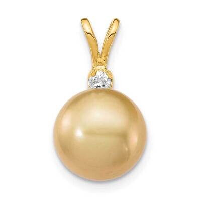 9-10mm Golden Saltwater Cultured South Sea Pearl .05ct Diamond Pendant 14k Gold XF748, MPN: XF748, …