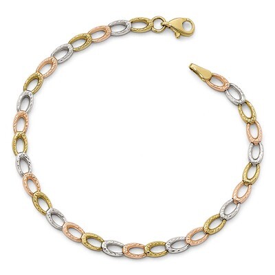Leslie&#39;s Diamond-cut Bracelet 7.25 Inch 10k Tri-color Gold HB-10LF537-7.25, MPN: 10LF537-7.25, 1911…