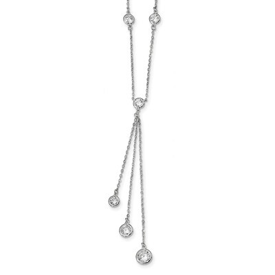 CZ Diamond Y-Drop Necklace 18 Inch Sterling Silver Rhodium-plated QG4304-18, MPN: QG4304-18, 191101…