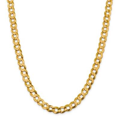 9.4mm Lightweight Flat Cuban Chain 26 Inch 14k Gold LCB250-26, MPN: LCB250-26, 883957172927
