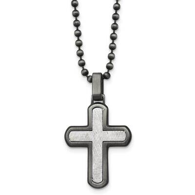 Antiqued White Bronze Plated/Scratch Finish Cross Necklace Stainless Steel SRN2964-22 by Chisel, MP…