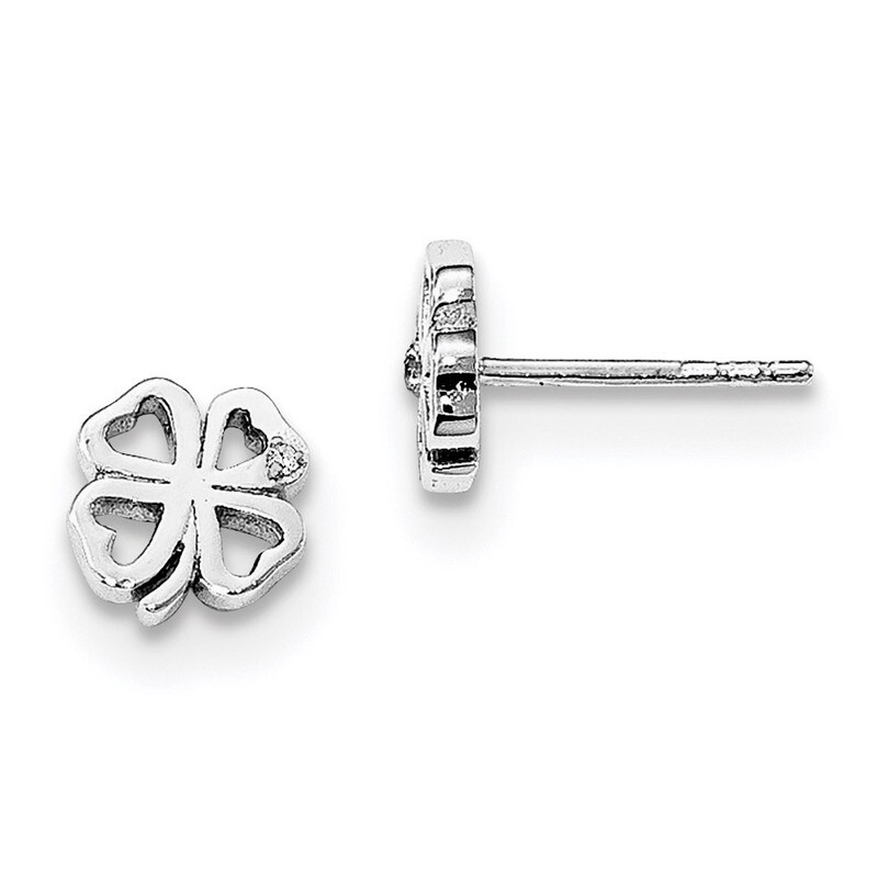 Clover Post Earrings Diamond Sterling Silver QW420, MPN: QW420, 883957964478