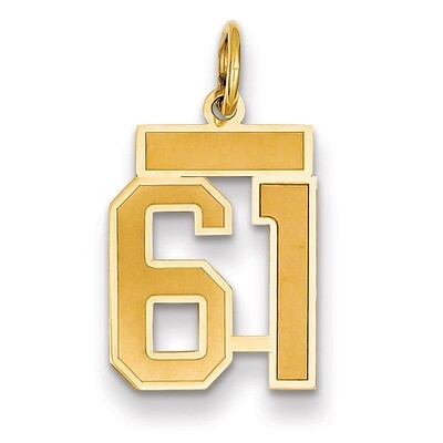 Number 61 Charm 14k Gold Small Satin  LSS61, MPN: LSS61, 883957069906