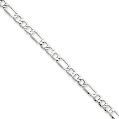 4.75mm Semi-Solid Figaro Chain 20 Inch 14k White Gold BC91-20, MPN: BC91-20, 886774536729