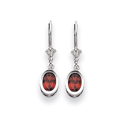 7x5mm Oval Garnet Leverback Earrings 14k White Gold XLB106WGA, MPN: XLB106WGA, 883957225265