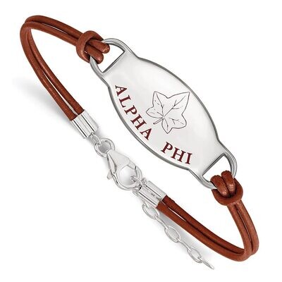 Alpha Phi Enameled Leather Bracelet Sterling Silver SS018APH-7, MPN: SS018APH-7, 886774602677