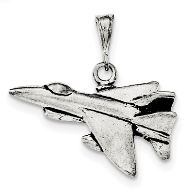 Jet Fighter Angled Pendant Sterling Silver Antiqued QC8626, MPN: QC8626, 191101367748