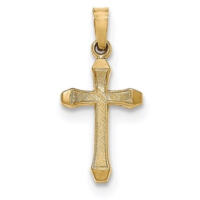 Polished Latin Cross Pendant 14k Gold Textured XR1421, MPN: XR1421, 191101455216