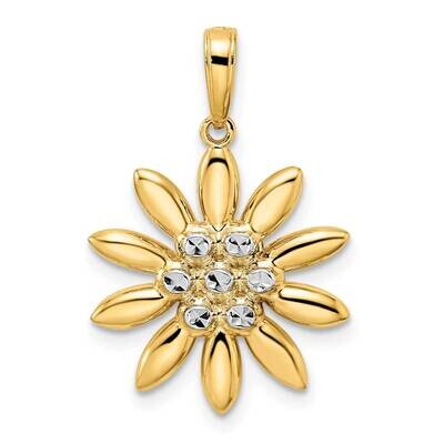 Flower Pendant 14k Gold and White Rhodium Diamond-Cut M2985, MPN: M2985, 196904073636