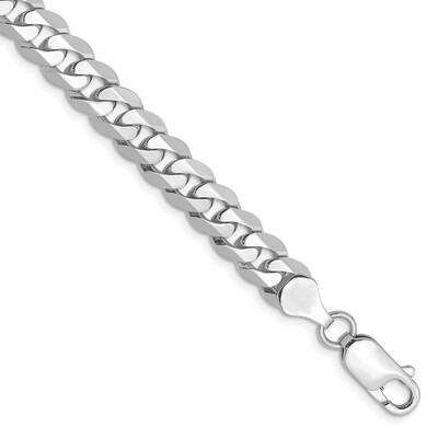 9 Inch 7.25mm Beveled Curb Chain 14k White Gold WFBU180-9, MPN: WFBU180-9, 886774561103
