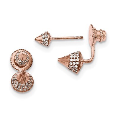 CZ Convertible Back Earrings Sterling Silver Gold-plated QMP1498, MPN: QMP1498, 886774612287