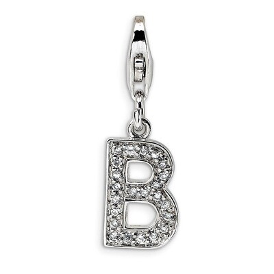 Letter B Charm Sterling Silver Synthetic Diamond QCC105B by Amore La Vita, MPN: QCC105B, 8839573300…