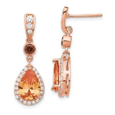 Rose Gold-plated Multicolored CZ Diamond Dangle Earrings Sterling Silver QCM1385, MPN: QCM1385, 883…