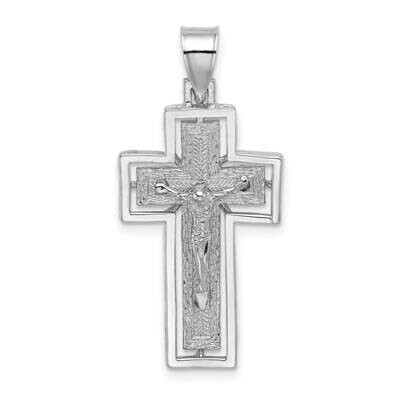 Textured Crucifix with Frame Charm 10k White Gold 10K8438W, MPN: 10K8438W, 63721815339