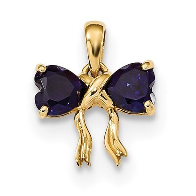 Created Sapphire Bow Pendant 14k Gold Polished XBS544, MPN: XBS544, 883957816418