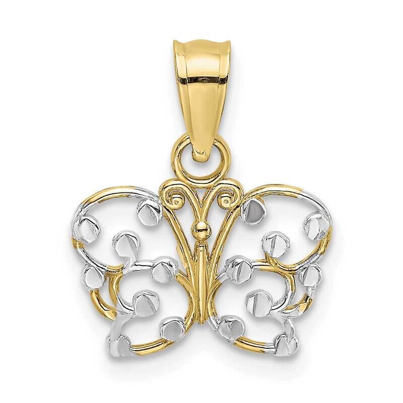 Rhodium Diamond-Cut Butterfly Charm 10k Gold 10K9500, MPN: 10K9500,