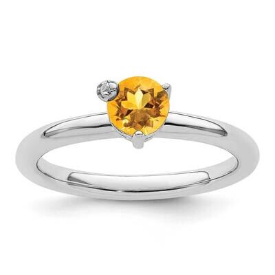 Circle Citrine &amp; White Topaz Ring Sterling Silver Rhodium-Plated Polished QR7421CI, MPN: QR7421CI,