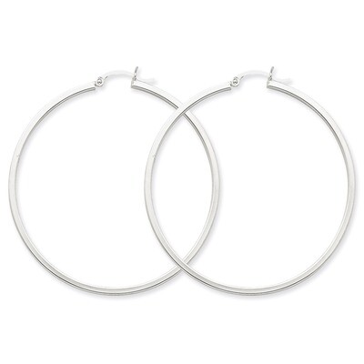 2mm Square Tube Hoops 14k White Gold T1082, MPN: T1082, 883957286242