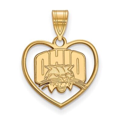 Ohio University Pendant in Heart Gold-plated Silver GP013OU, MPN: GP013OU, 886774916095