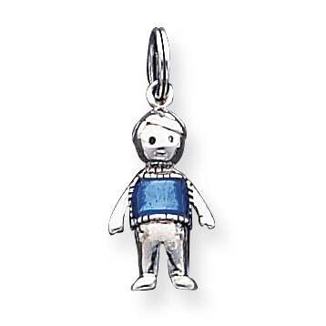 Enameled Marine Blue Boy Antiqued Sterling Silver QC3703, MPN: QC3703, 883957578958