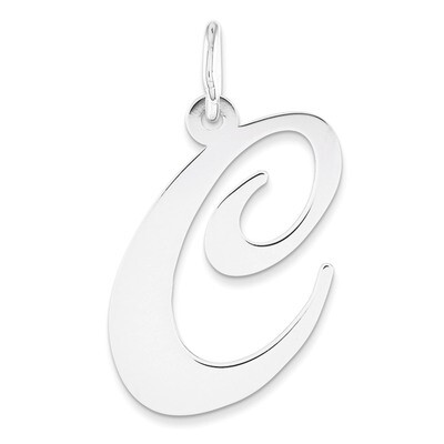 Large Fancy Script Initial C Charm 14k White Gold YC655C, MPN: YC655C, 191101634611