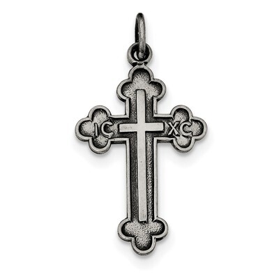 Textured and Brushed Latin Cross Pendant Sterling Silver Antiqued QC8130, MPN: QC8130, 191101454646