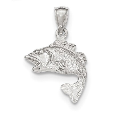 Polished &amp; Textured Bass Pendant 14k white Gold K5357, MPN: K5357, 191101455681