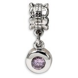 Pink Synthetic Diamond Round Dangle Bead - Sterling Silver QRS552, MPN: QRS552, 883957724638