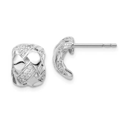 C-Hoop Post Earrings Sterling Silver Rhodium Plated CZ Diamond QE14755, MPN: QE14755, 886774099132