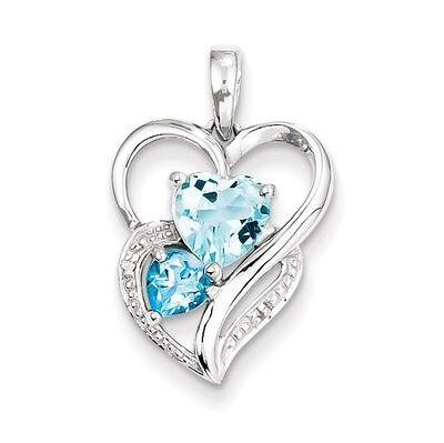 Sky Blue Topaz Pendant Sterling Silver Rhodium-plated Diamond QP3183BT, MPN: QP3183BT, 883957436340