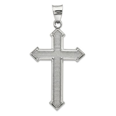 Cross Pendant Sterling Silver Rhodium-plated Textured &amp; Polished QC9072, MPN: QC9072, 883957731339